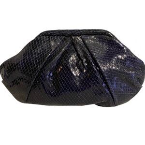Club monaco Shiny Blue snakeskin leather Clutch Bag